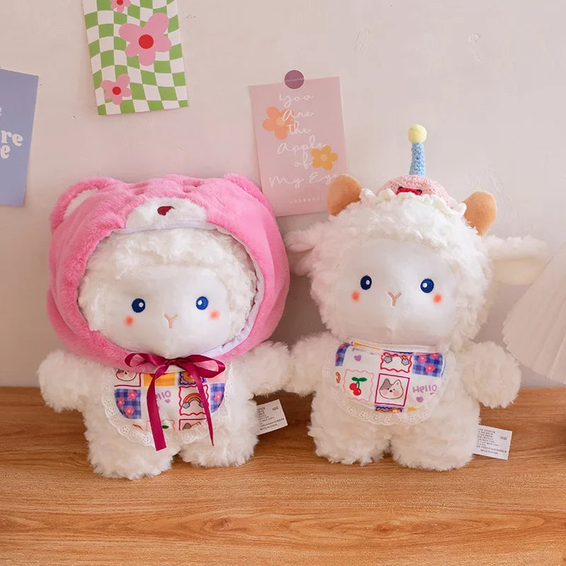 Cute White Sheep With/Without Hat And Bib Plush Toys 30cm