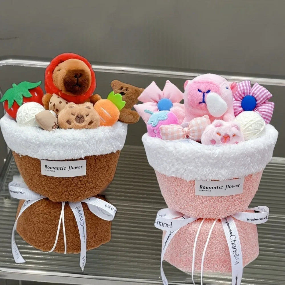 Cute Capybara With Flower Plush Bouquet - 7 Styles