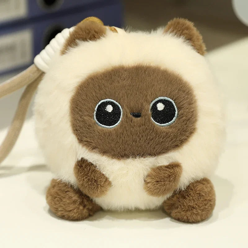 Cute Ball Shaped Animal Plush Keychain - Cat/Rabbit/Seal/Penguin/Cow/Elephant/Bee/Bird/Hamster