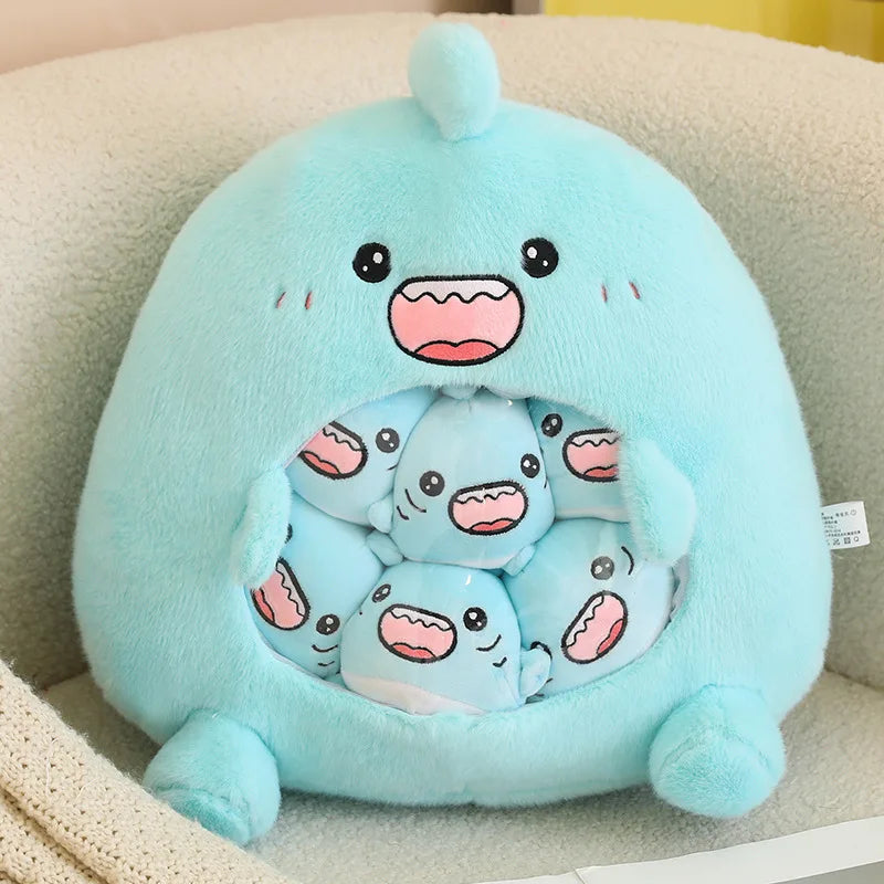A Bag of 6 pcs Capybara/Shark Mini Plushies Pillow Plush Toys 35cm