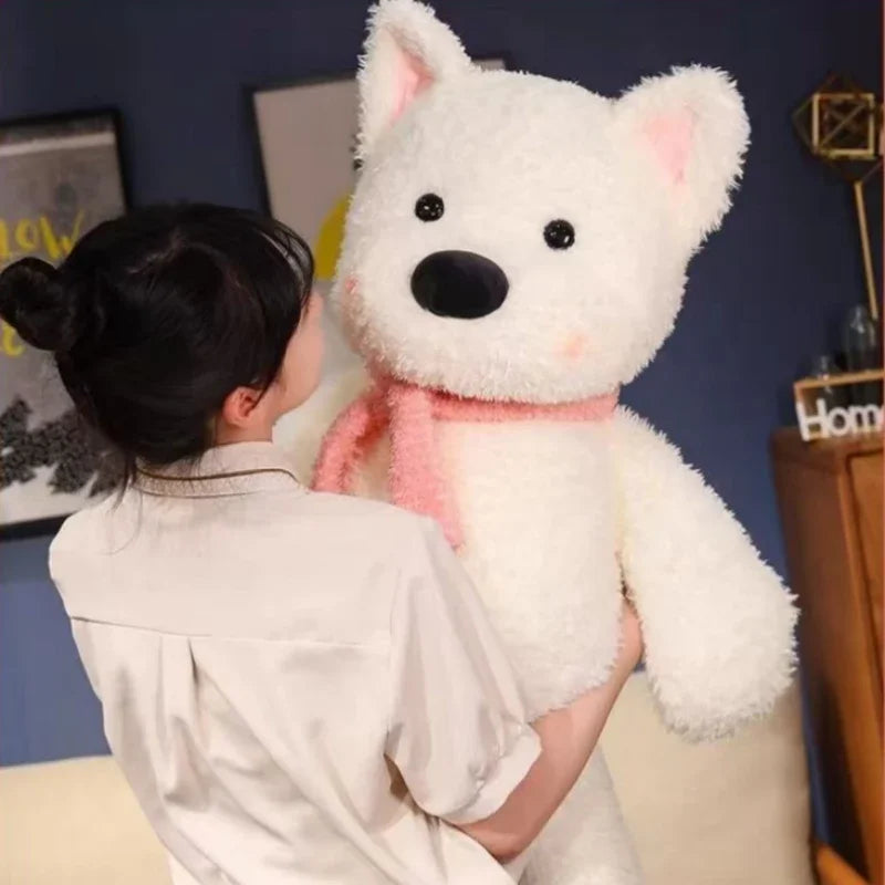 Dog (West Highland White Terrier) With Pink Scarf Plush Toys 50/70/90cm