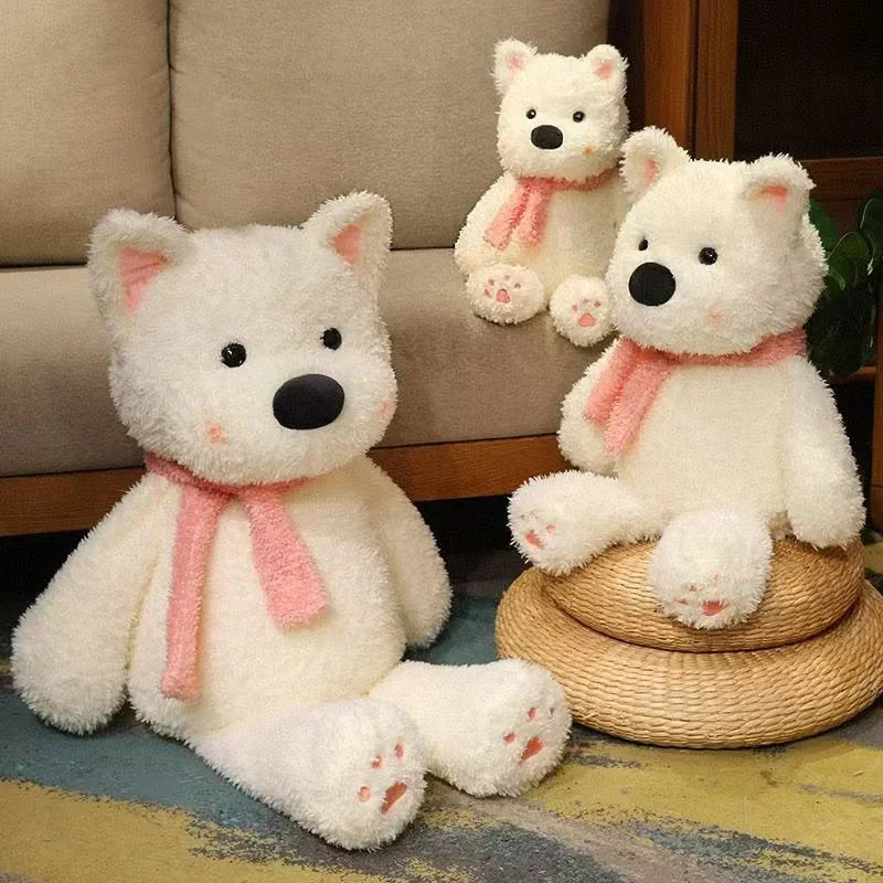 Dog (West Highland White Terrier) With Pink Scarf Plush Toys 50/70/90cm