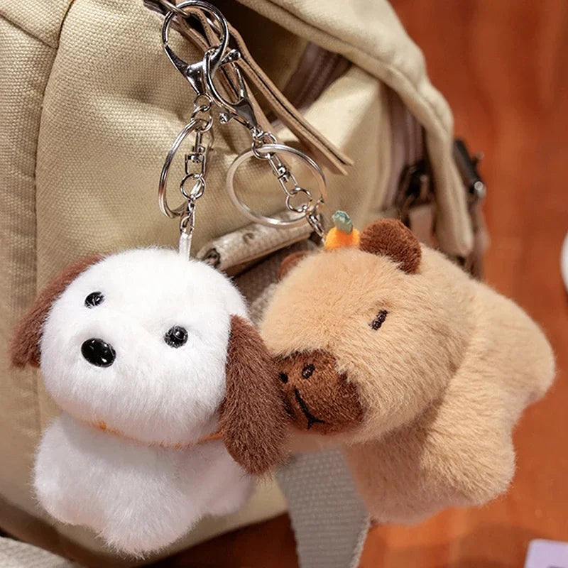 Cute Animal (Dog/Capybara/Cat) Plush Keychains - 1pc/3pcs