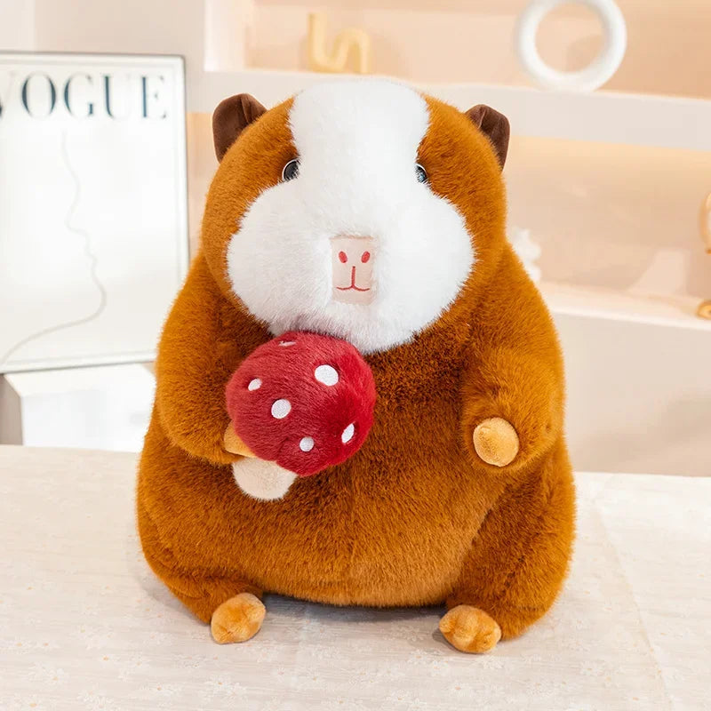 Cute Guinea Pig With Carrot/Mushroom Plush Toys 25/30/45/55cm - Grey/Brown