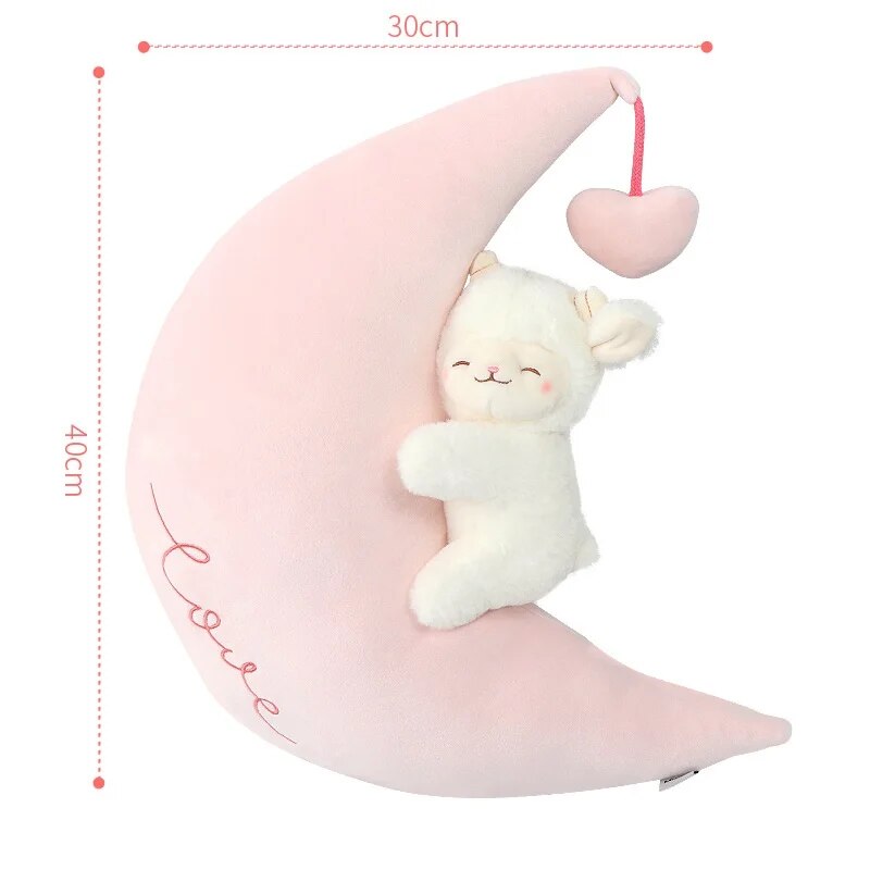 Smiling Sheep/Lamb With Fruit Dress Up/With Flower/With Moon Plush Toys- White/Pink