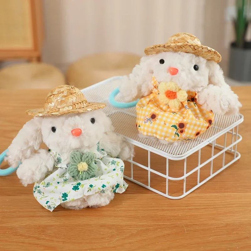 Cute White Bunny With Dress Plush Keychains 20cm - 9 Styles