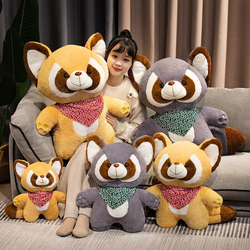 Cute Raccoon(Brown/Grey) with Red/Green Scarf Plush Toys 35-90cm