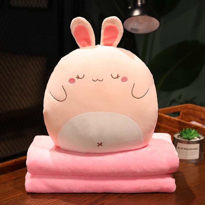 Animal (Dinosaur/Duck/Rabbit/Dogs/Chick/Cat/Pig) Squishy Hand Warmer Plush Toys with Blanket