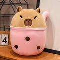 Cute Capybara with Milk Tea Plush Toys 20/30/45cm - Yellow/Green/Purple/Pink