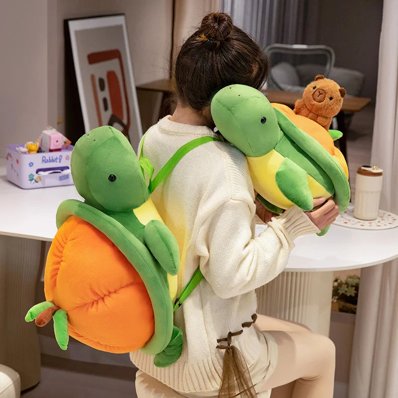 Cute Turtle And Persimmon Hybrid With Capybara Plush Toys or Plush Backpacks 35/45/55cm