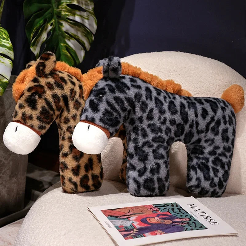 Cute Spotted Horse Plush Pillows 43x33cm - Grey/Brown/Pink