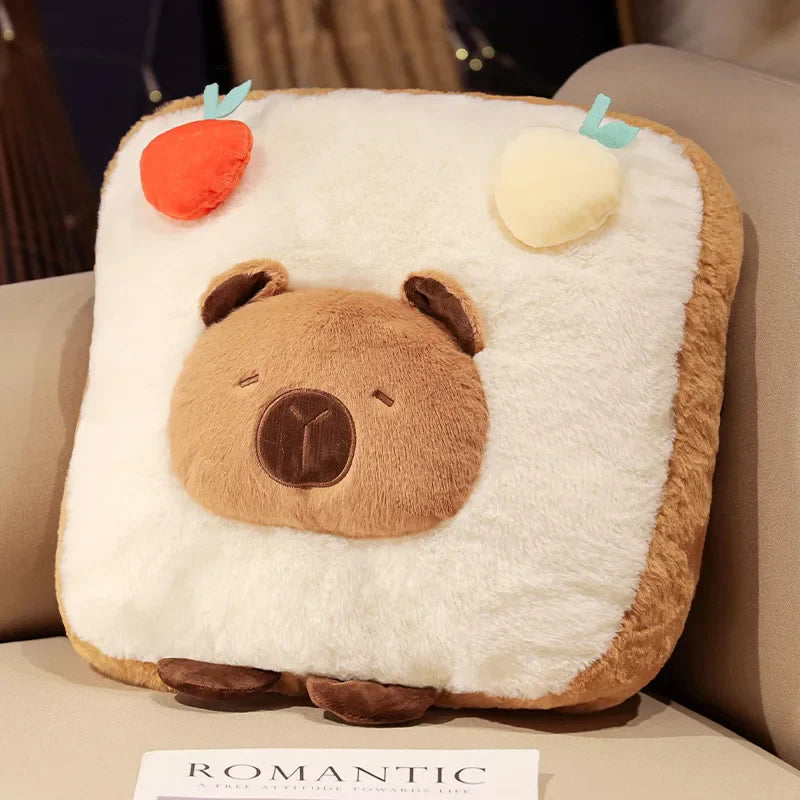 Cute Capybara With Food (Toast/Chips/Hamburger) Dress Up Plush Toys