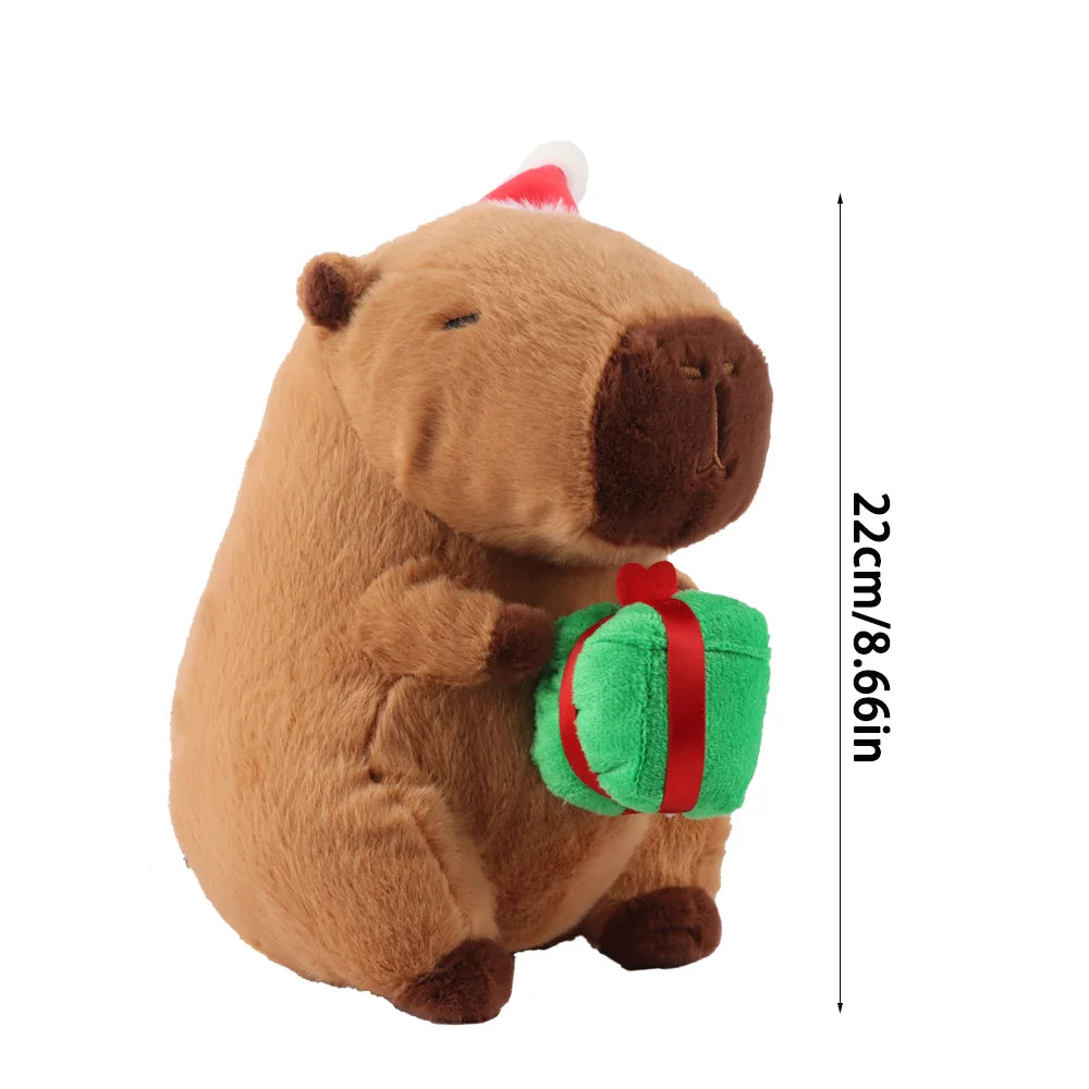 Cute Capybara With Christmas Hat and Present Plush Toys 22cm