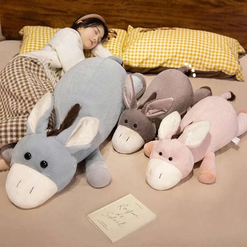 Cute Donkey Plush Pillow 50/65/90/110cm - Grey/Blue/Pink