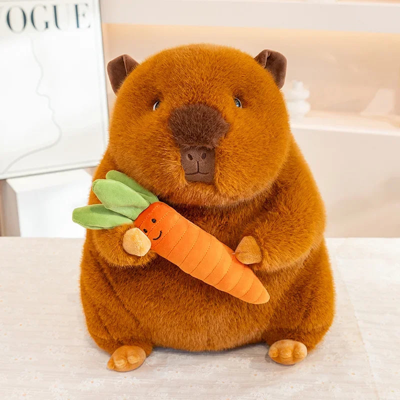Cute Guinea Pig With Carrot/Mushroom Plush Toys 25/30/45/55cm - Grey/Brown