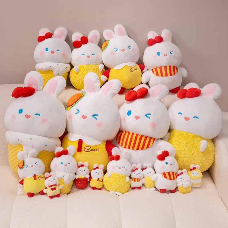 Cute White Rabbit Plush Toys 25/40/60cm or Plush Keychains 12cm