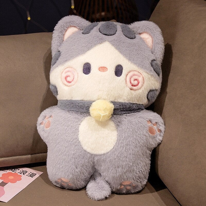 Cute Cat Plush Toys 40cm - White/Grey/Khaki