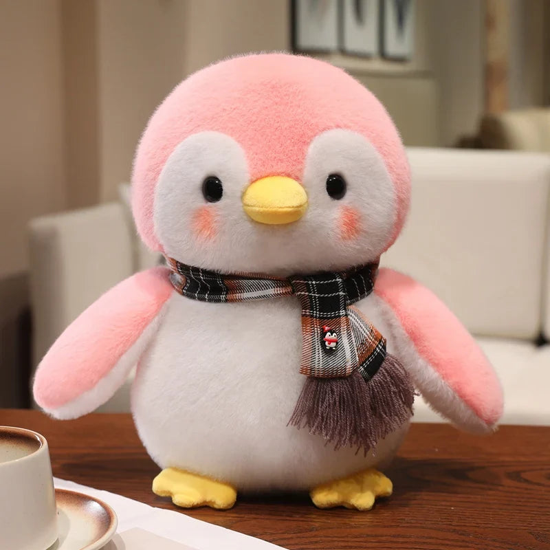 Cute Penguin With Cloth/Scarf Plush Toys 22/30cm - Grey/Pink/Blue/Purple