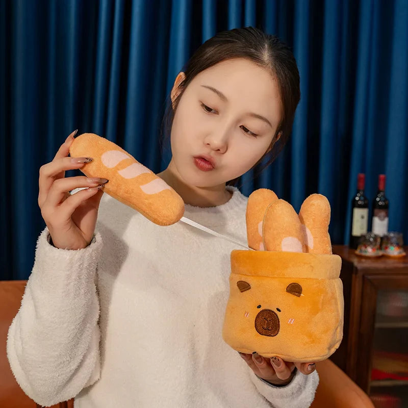 Cute Capybara With Avocado/Banana/Carrot/Strawberry/Baguette Plush Toys 25cm