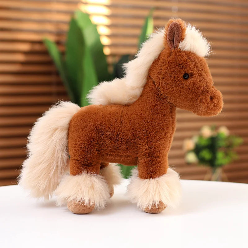 Cute Brown/White Horse Plush Toys 25/30/40cm