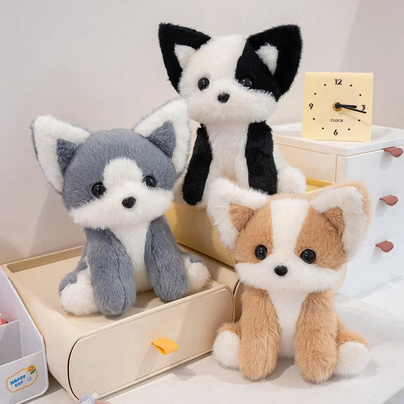 Cute Fox/Cat Plush Toys 20cm - Grey/Brown/Red/Black