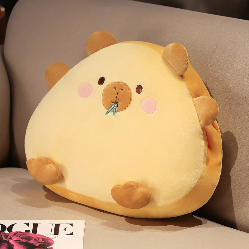 Cute Capybara Hand Warmer Pillow Plush Toys With/Without Blanket -Orange/Pink/Brown