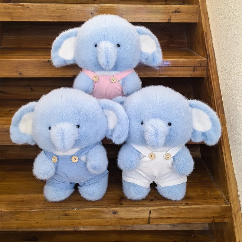 Cute Elephant with Overall Cloth Plush Toys 38cm - (Pink/Blue/White)