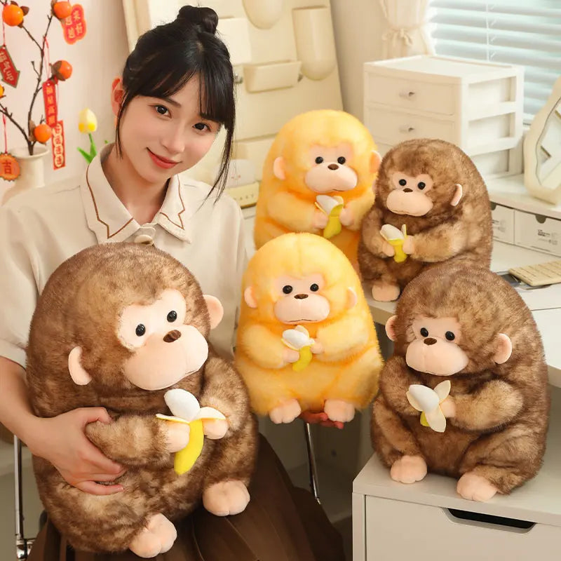 Cute Monkey With Banana Plush Toys 23/30/40cm - Yellow/Brown