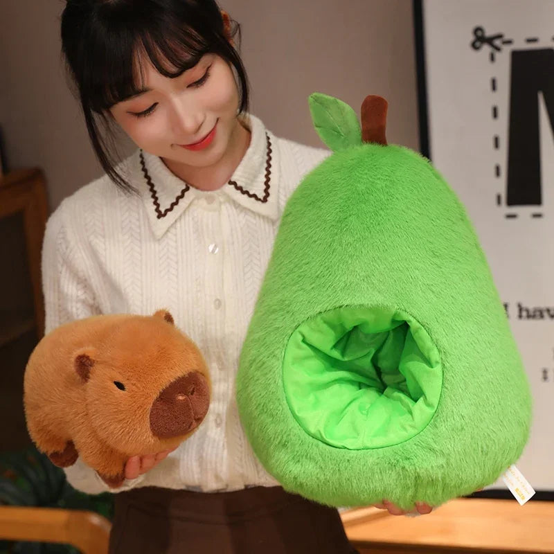 Cute Capybara/Pig With Avocado/Apple Plush Toys 25/35/45cm