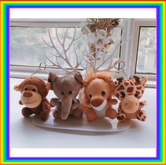 Animal (Tiger/Elephant/Monkey/Lion/Giraffe/Cheetah) Plush Keychain 10cm