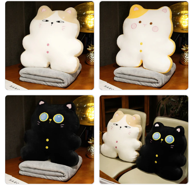 Cat Pillow Plush Toys With/Without Blanket 40/45cm