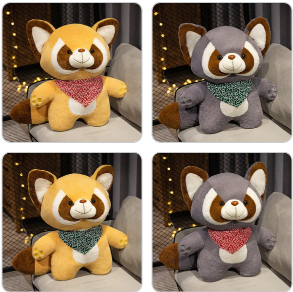 Cute Raccoon(Brown/Grey) with Red/Green Scarf Plush Toys 35-90cm