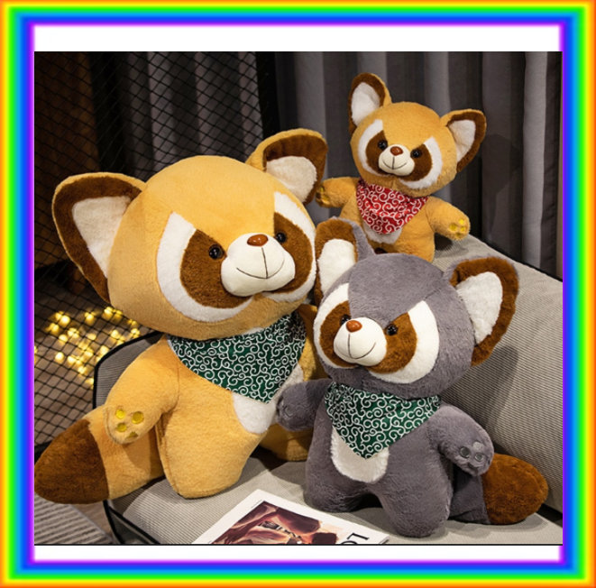 Cute Raccoon(Brown/Grey) with Red/Green Scarf Plush Toys 35-90cm