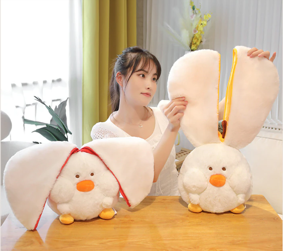 Funny Duck In Pear/Heart Bag Plush Toys 20cm/35cm