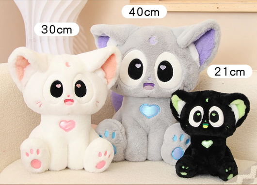 Cute Cat Plush Toys 21cm/30cm/40cm - Black/White/Grey