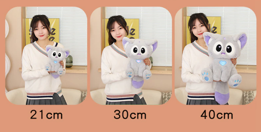 Cute Cat Plush Toys 21cm/30cm/40cm - Black/White/Grey