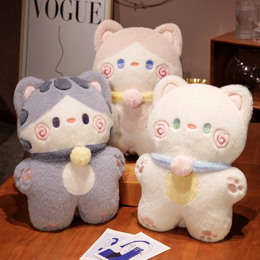 Cute Cat Plush Toys 40cm - White/Grey/Khaki