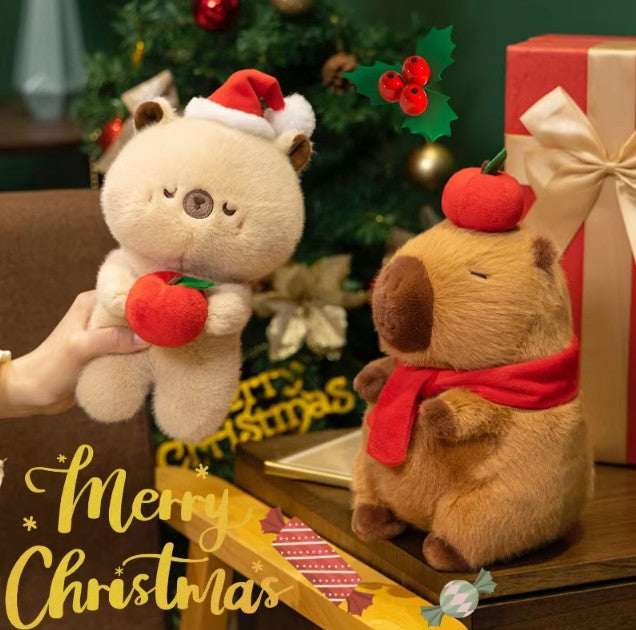 Christmas (Hat/Apple/Scarf) With Cute Capybara Plush Toys 24cm - 3 Styles