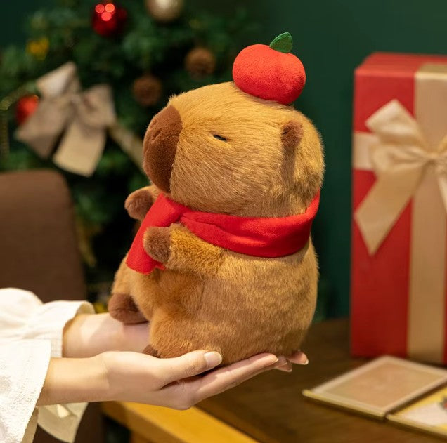 Christmas (Hat/Apple/Scarf) With Cute Capybara Plush Toys 24cm - 3 Styles