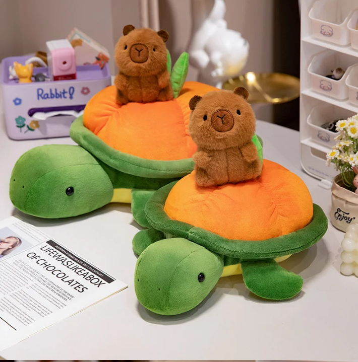 Cute Turtle And Persimmon Hybrid With Capybara Plush Toys or Plush Backpacks 35/45/55cm