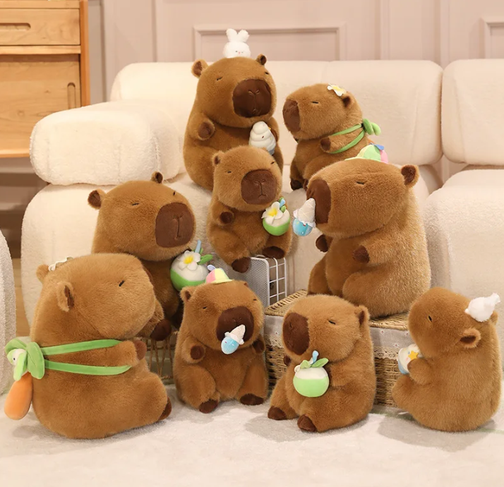 Cute Capybara With Ice Cream/Coconut Or With Bags(Sports) Plush Toys 22/30cm - 8 Styles