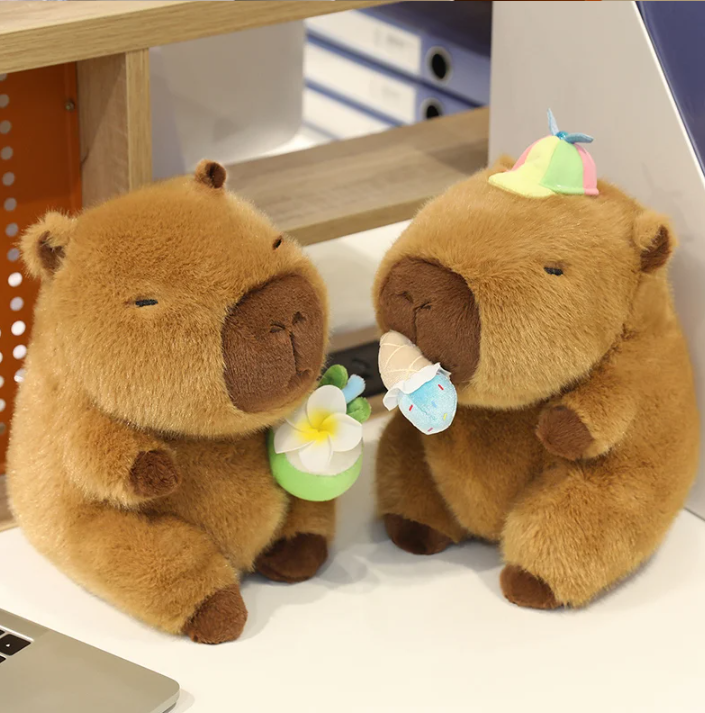 Cute Capybara With Ice Cream/Coconut Or With Bags(Sports) Plush Toys 22/30cm - 8 Styles