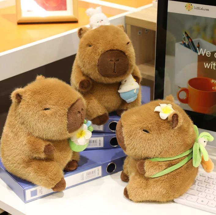 Cute Capybara With Ice Cream/Coconut Or With Bags(Sports) Plush Toys 22/30cm - 8 Styles