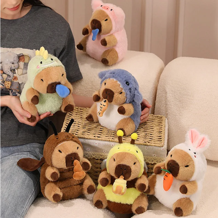 Capybara With Animal (Bee/Pig/Rabbit/Dinosaur/Shark/Firefly) Dress Up Plush Toys 20cm