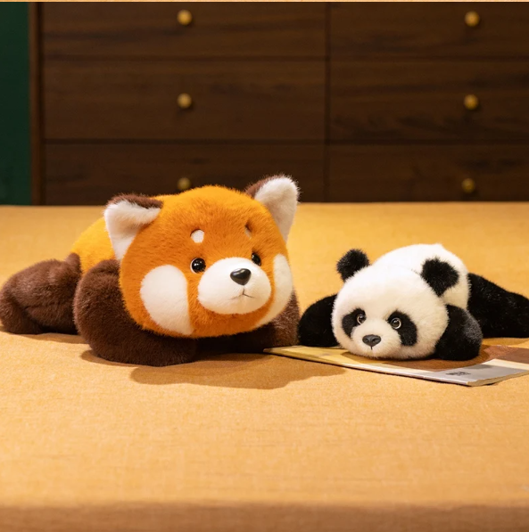 Cute Lying Red Panda/Panda/Fox/Teddy Bear/Wolf/Polar Bear Plush Toys 30-60cm