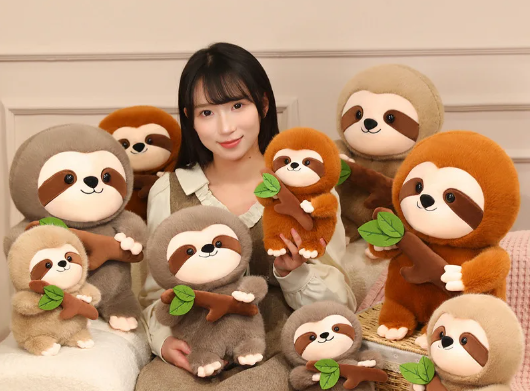 Cute Sloth Plush Toys 20/30/40cm - Brown/Khaki/Grey