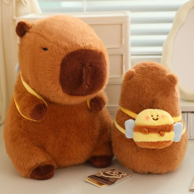Cute Capybara With Bee/Oyster Bag Plush Keychains 12cm & Toys 23/33cm