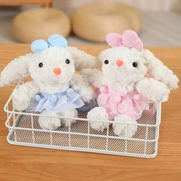 Cute White Bunny With Dress Plush Keychains 20cm - 9 Styles