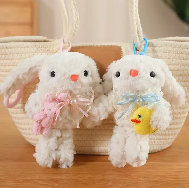 Cute White Bunny With Dress Plush Keychains 20cm - 9 Styles