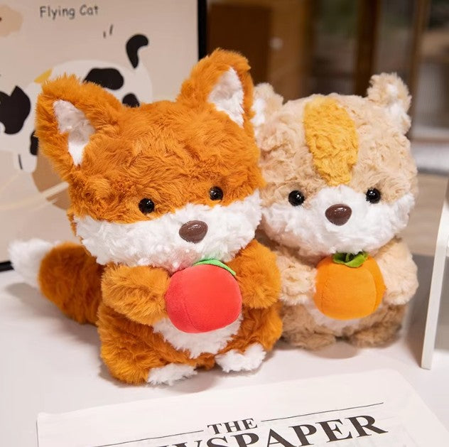 Cute Fox/Squirrel Holding Fruit Plush Toy 24cm